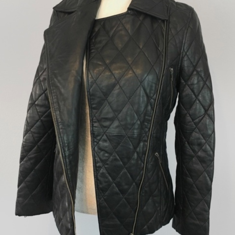 Nicole Miller Artelier Quilted Leather Jacket